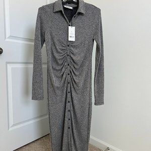 Gray front draped dress NA-KD